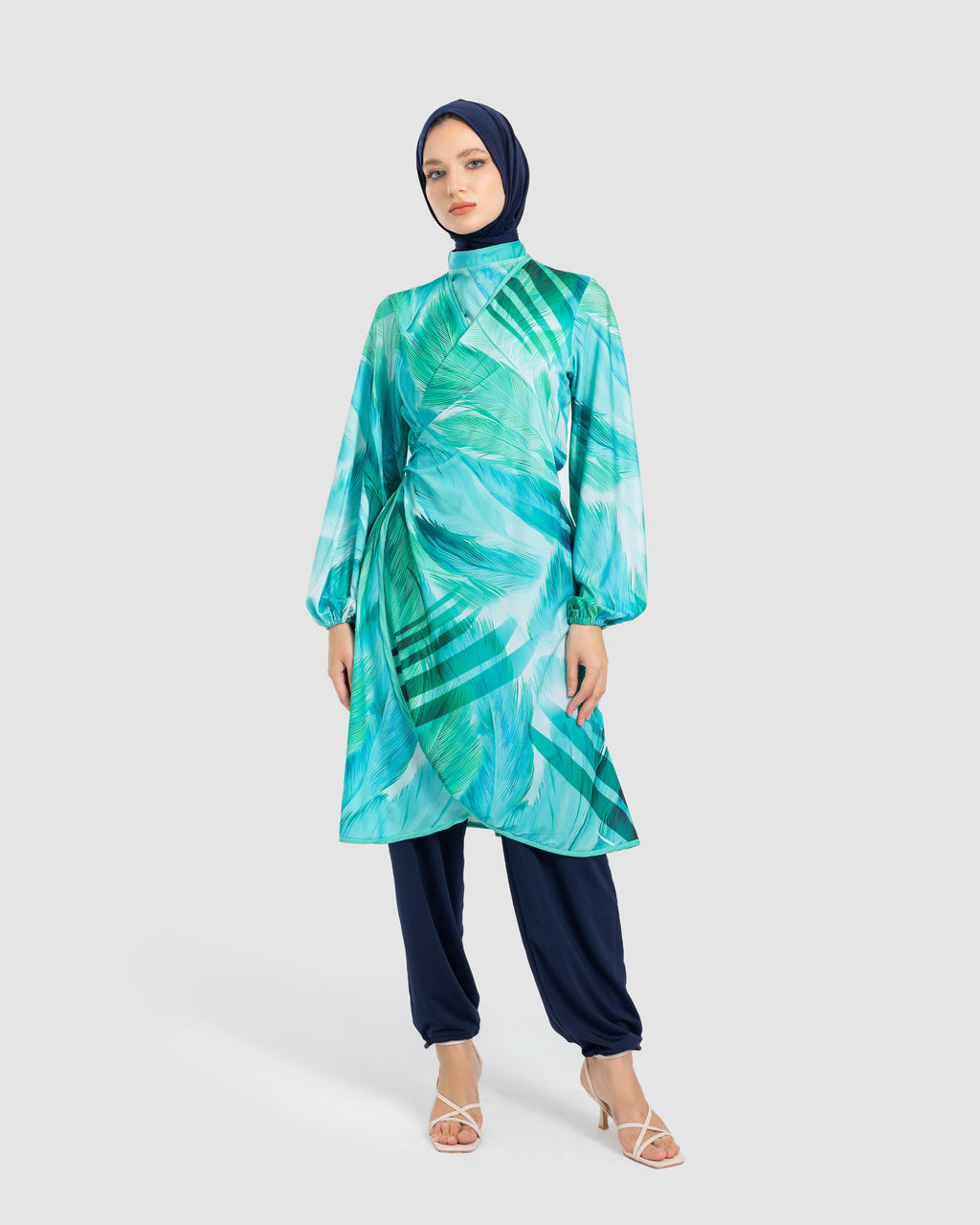 WIDE LEG SWIMPANT-BLUE BLACK ( MODEST LOOK )