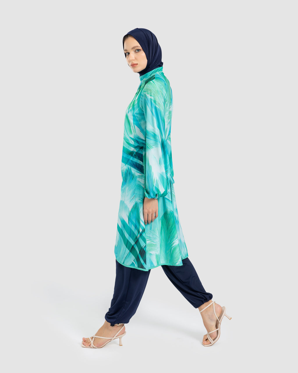 WIDE LEG SWIMPANT-BLUE BLACK ( MODEST LOOK )
