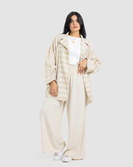 STRIPED LINEN JACKET-BEIGE