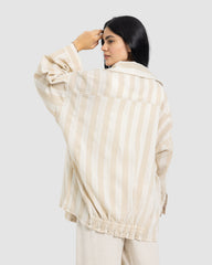 STRIPED LINEN JACKET-BEIGE
