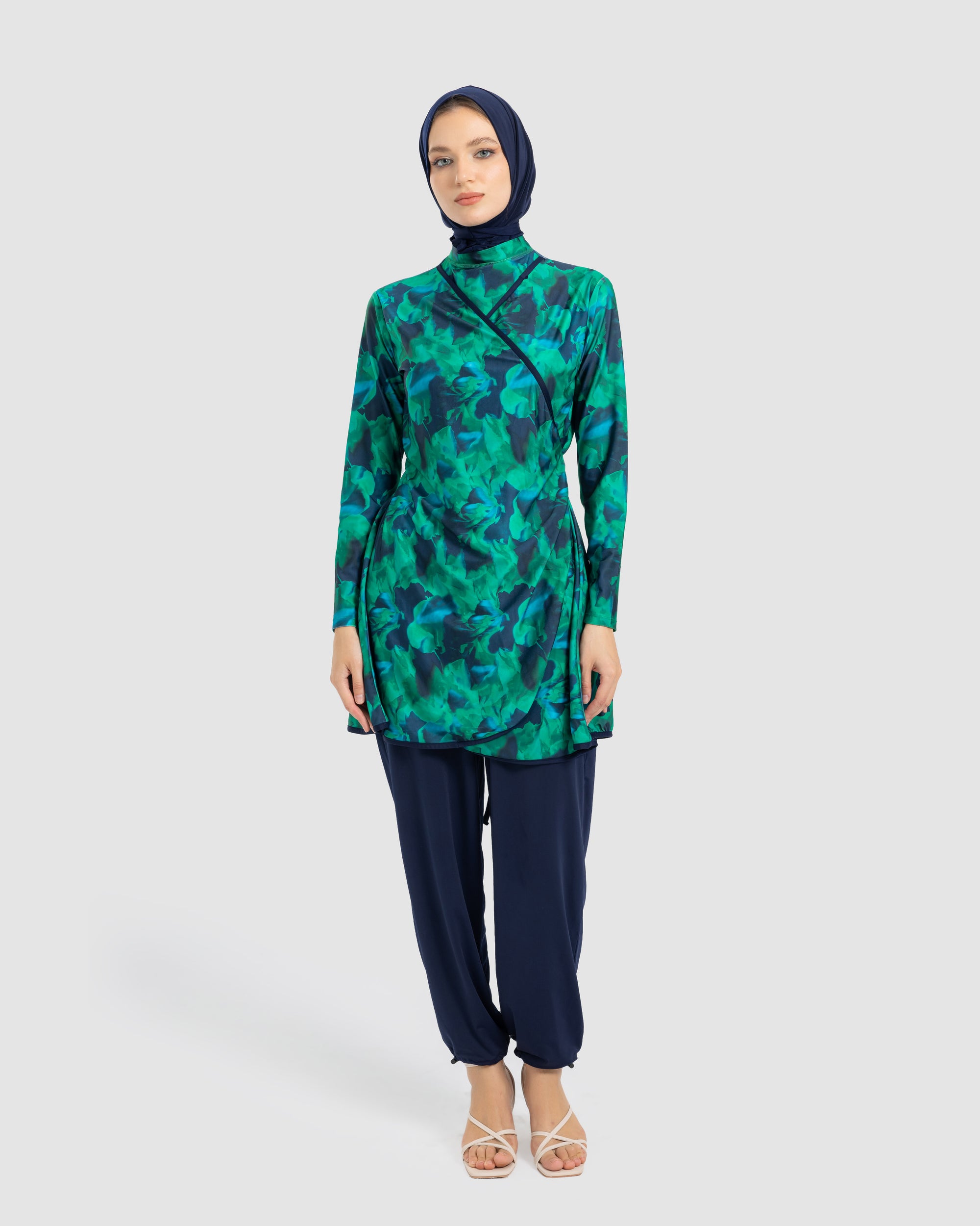 wide leg swimpant-BLUE BLACK  ( PANTS ONLY )