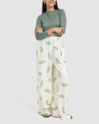 PRINTED COTTON PANT-MINT GREEN