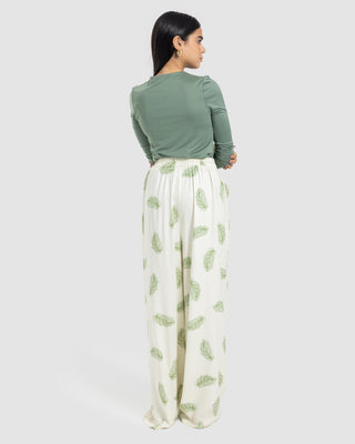 PRINTED COTTON PANT-MINT GREEN