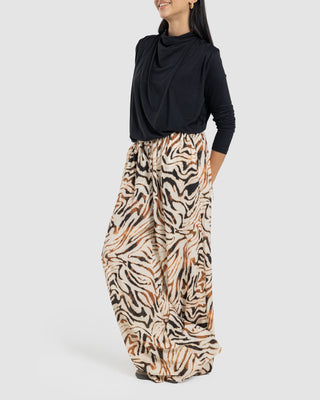 TIGER WIDE LEG PANT-BROWN