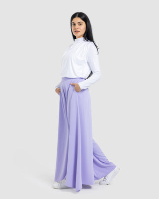 PLAIN WIDE LEG PANT -LILAC