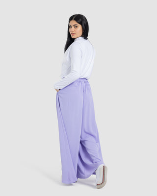 PLAIN WIDE LEG PANT -LILAC