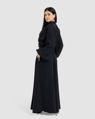 PLAIN WIDE LEG PANT -BLACK