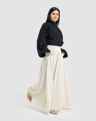 PLAIN WIDE LEG PANT -PAIGE