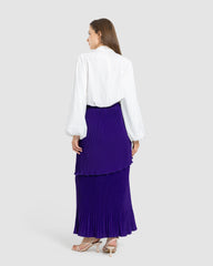 LAYERED PLISSE SKIRT-PURPLE