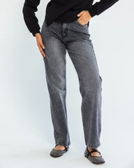 STRAIGHT DENIM PANTS-GRAY