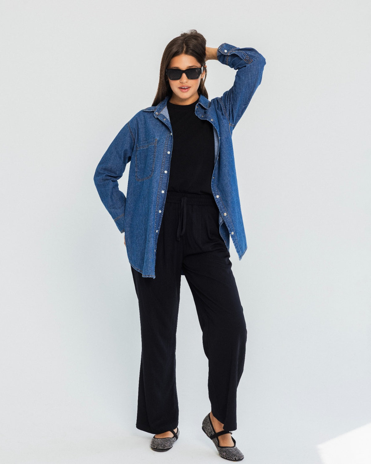 FITTED DENIM SHIRT-BLUE
