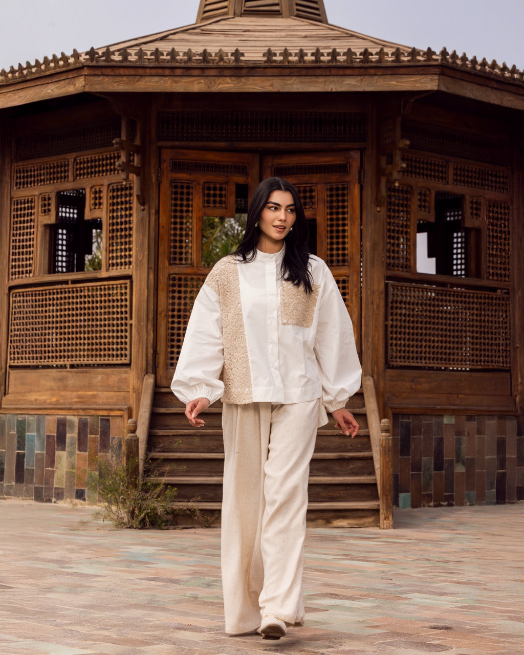 OVERSIZE BLOUSE WITH CROCHET-WHITE
