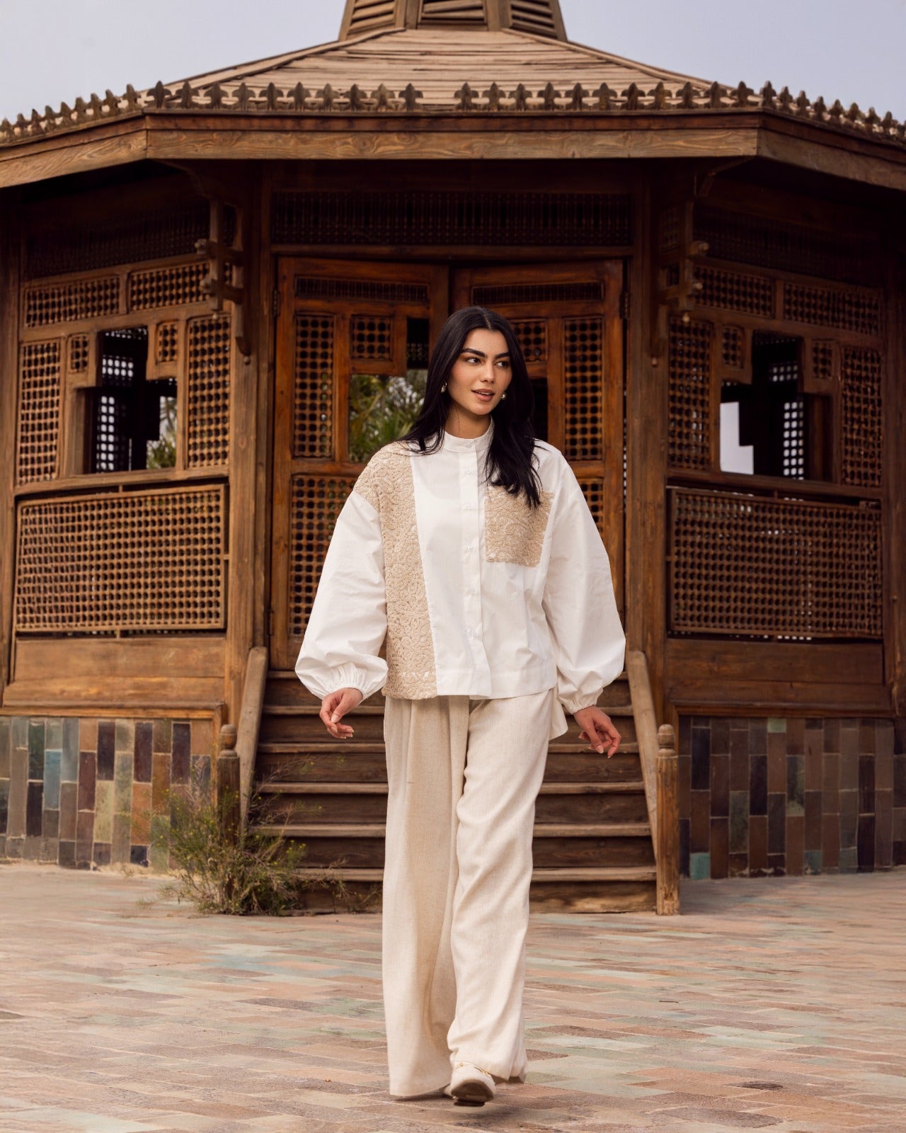 OVERSIZE BLOUSE WITH CROCHET-WHITE
