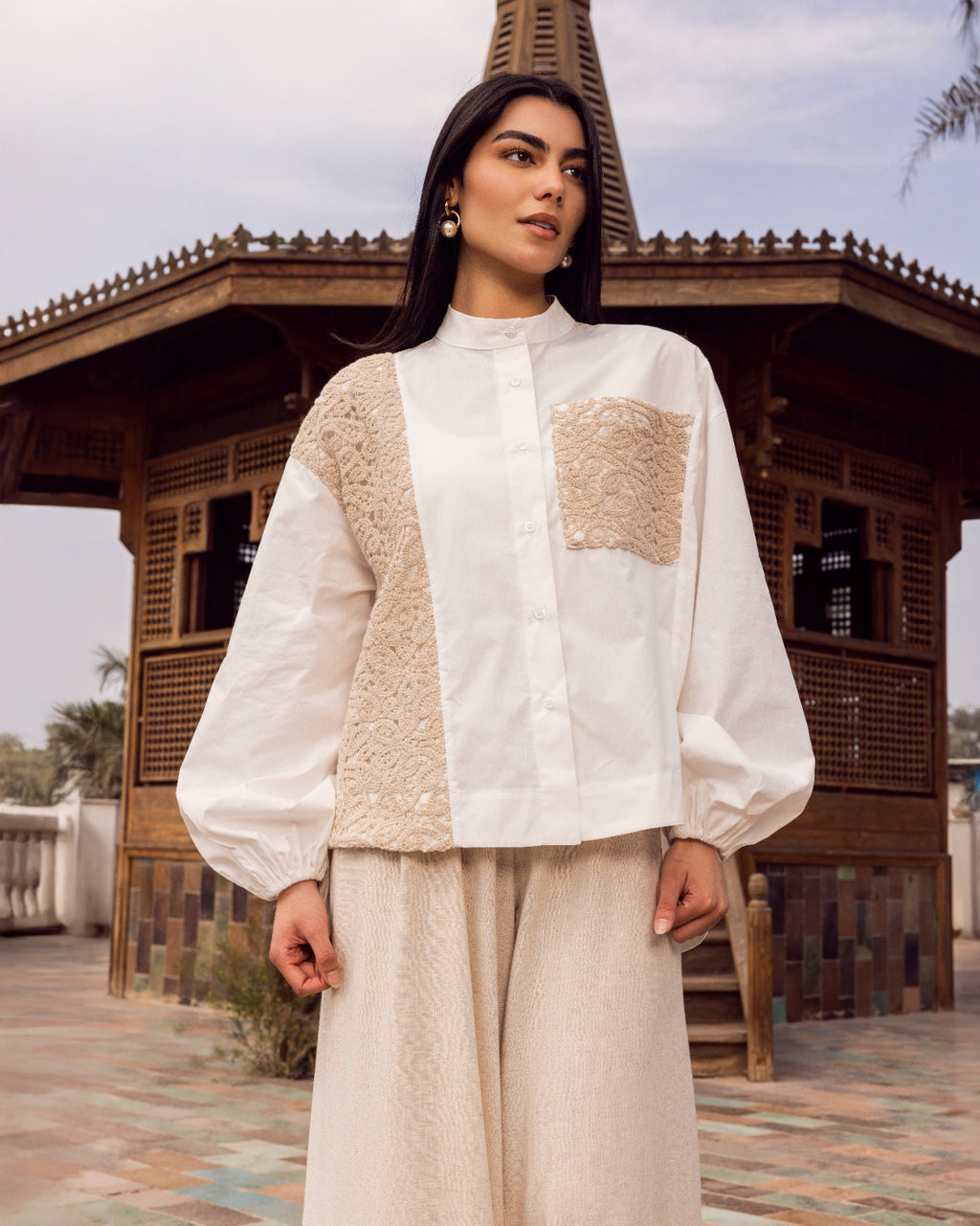 OVERSIZE BLOUSE WITH CROCHET-WHITE