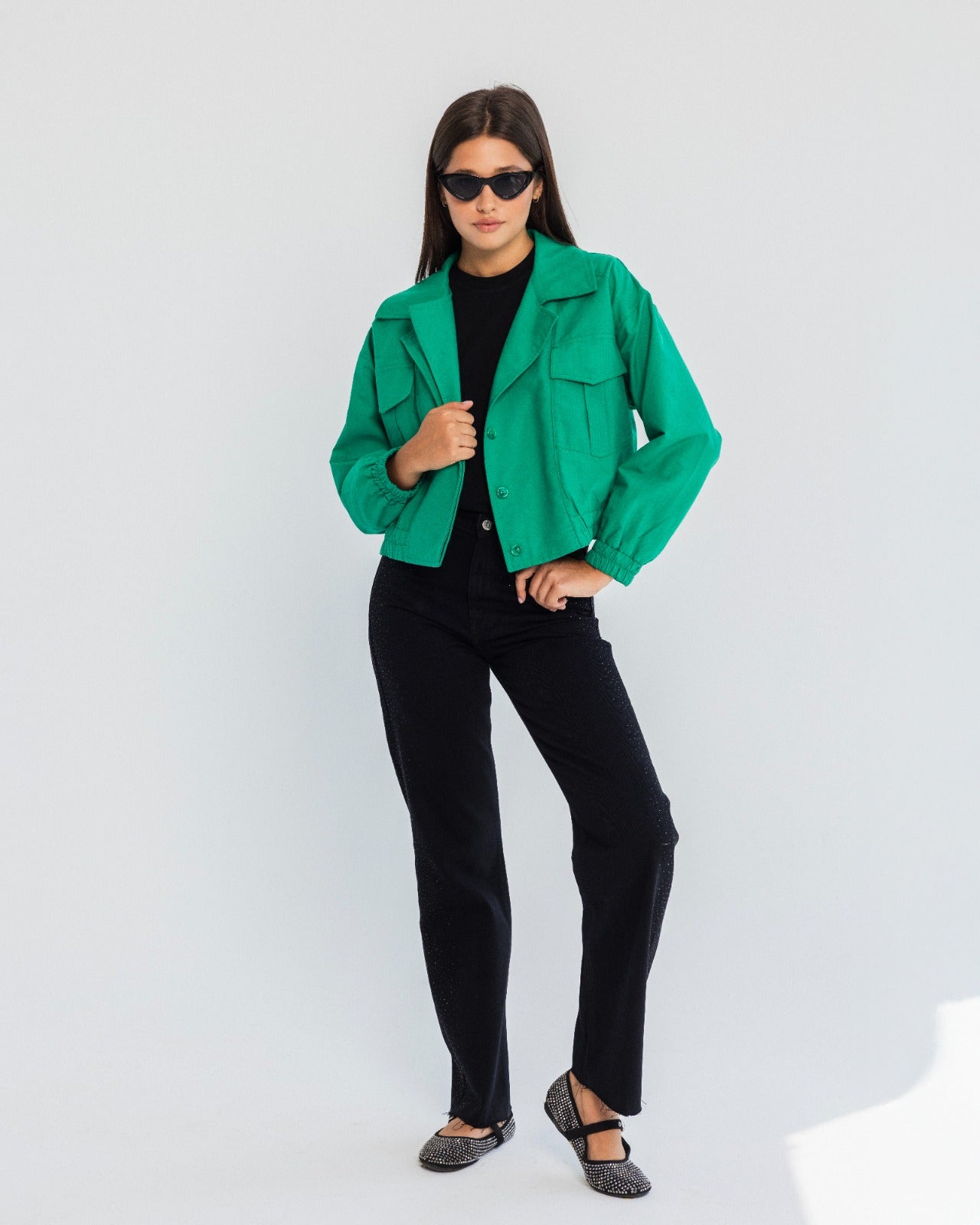 CROPPED JACKET-GREEN