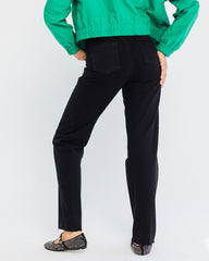 STRASS STRAIGHT PANTS-BLACK