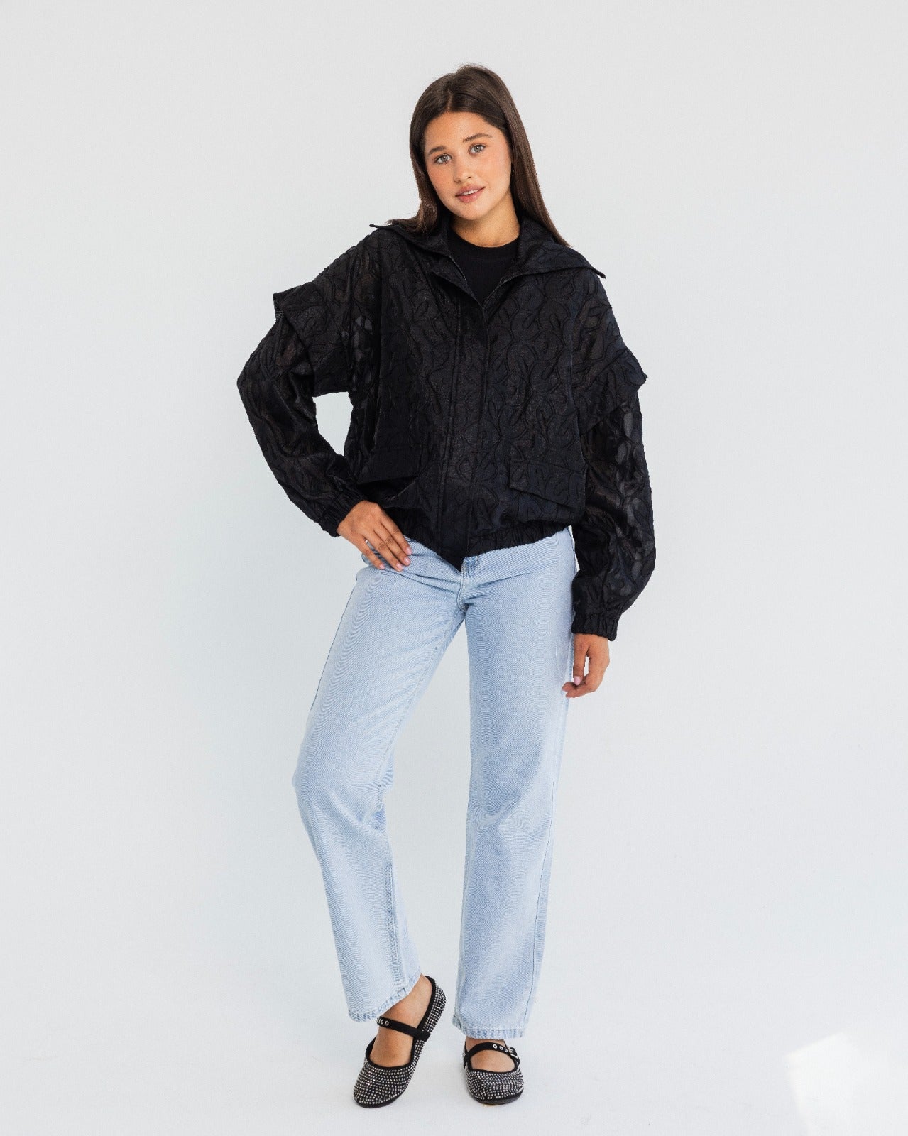 Jacquard Jacket-BLACK