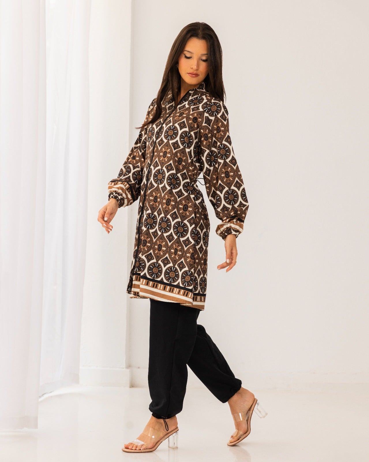 SANDSTONE LONG SWIMTOP-BROWN