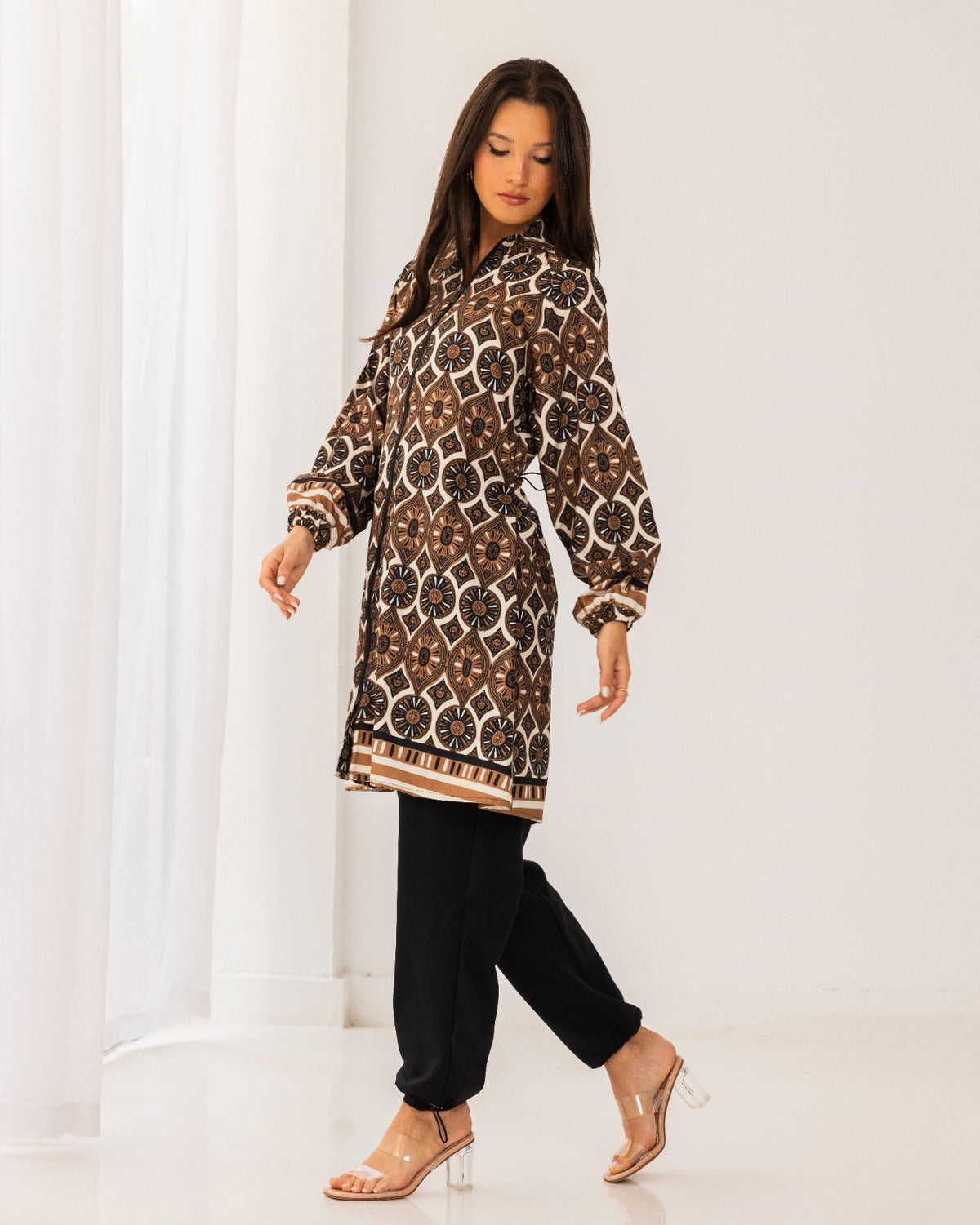 SANDSTONE LONG SWIMTOP-BROWN