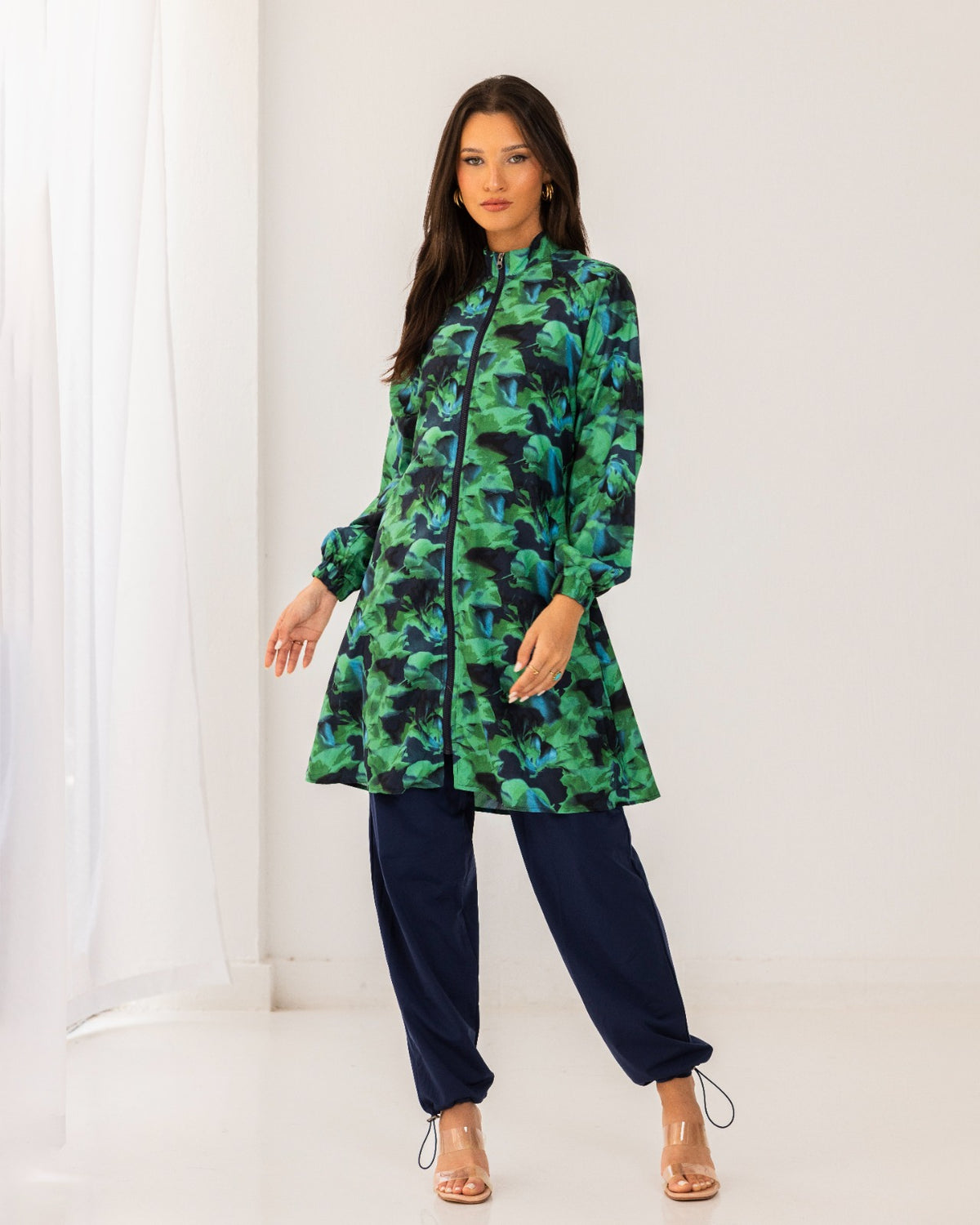 IRIS GREEN LONG SWIMTOP-GREEN