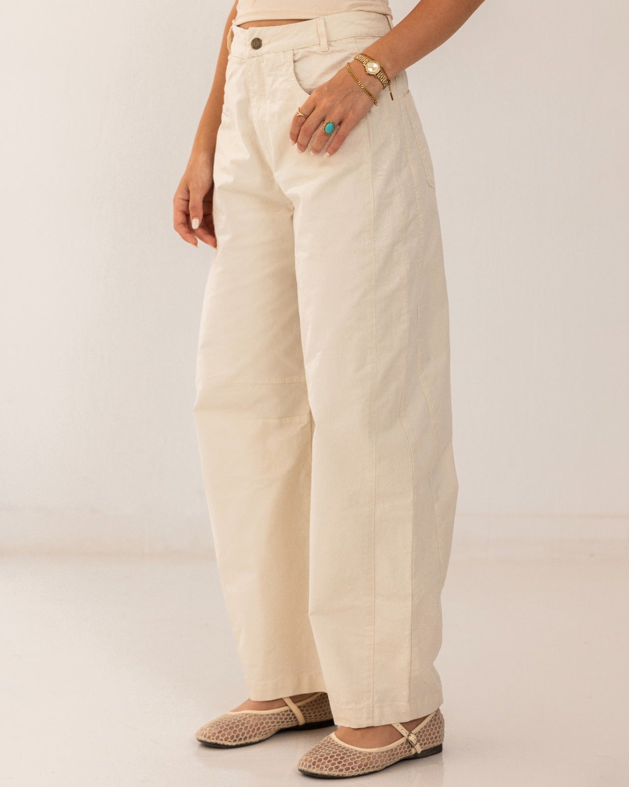BALLON GABARDINE PANTS-BEIGE