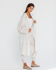 PLAIN WIDE LEG SWEAT PANTS-Light BEIGE