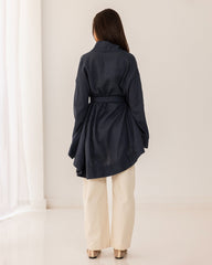 PURE LINEN CARDIGAN-PETROLEUM