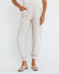 PLAIN WIDE LEG SWEAT PANTS-Light BEIGE