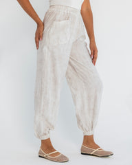 PLAIN WIDE LEG SWEAT PANTS-Light BEIGE