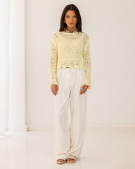 OVERSIZED CUTWORK BLOUSE-YELLOW