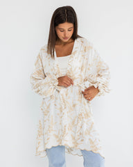 EMBROIDERY LONG CARDIGAN -BEIGE