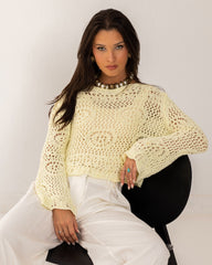 OVERSIZED CUTWORK BLOUSE-YELLOW