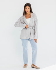 EMBROIDERY CARDIGAN-GRAY