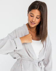 EMBROIDERY CARDIGAN-GRAY