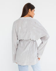 EMBROIDERY CARDIGAN-GRAY