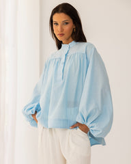 PURE LINEN OVERSIZE BLOUSE-BABY BLUE
