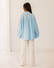 PURE LINEN OVERSIZE BLOUSE-BABY BLUE