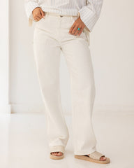 STRAIGHT GABARDINE PANTS-OFF WHITE