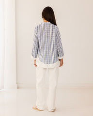 STRIPED BLOUSE -BLUE