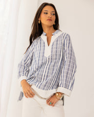 STRIPED BLOUSE -BLUE