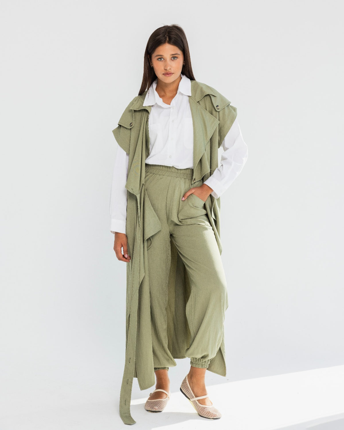 PLAIN SWEAT PANTS-OLIVE