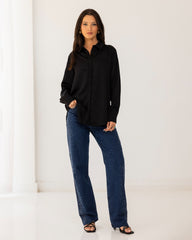 STRASS STRAIGHT PANTS-DARK BLUE