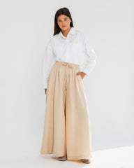 HIGH WAIST WIDE LEG PANTS-BEIGE