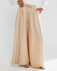 HIGH WAIST WIDE LEG PANTS-BEIGE