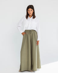 HIGH WAIST WIDE LEG PANTS-OLIVE