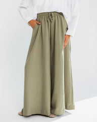 HIGH WAIST WIDE LEG PANTS-OLIVE