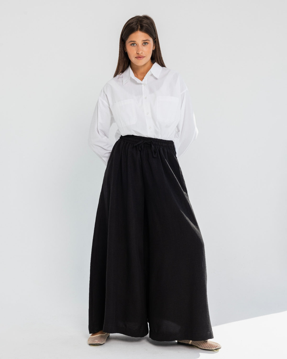 HIGH WAIST WIDE LEG PANTS-BLACK
