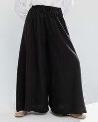 HIGH WAIST WIDE LEG PANTS-BLACK