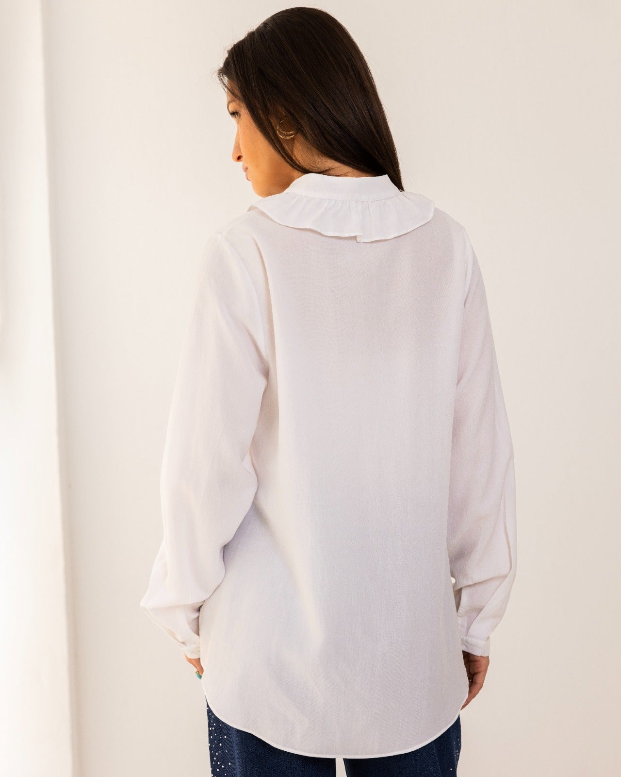 RUFFLE SHIRT-OFF WHITE
