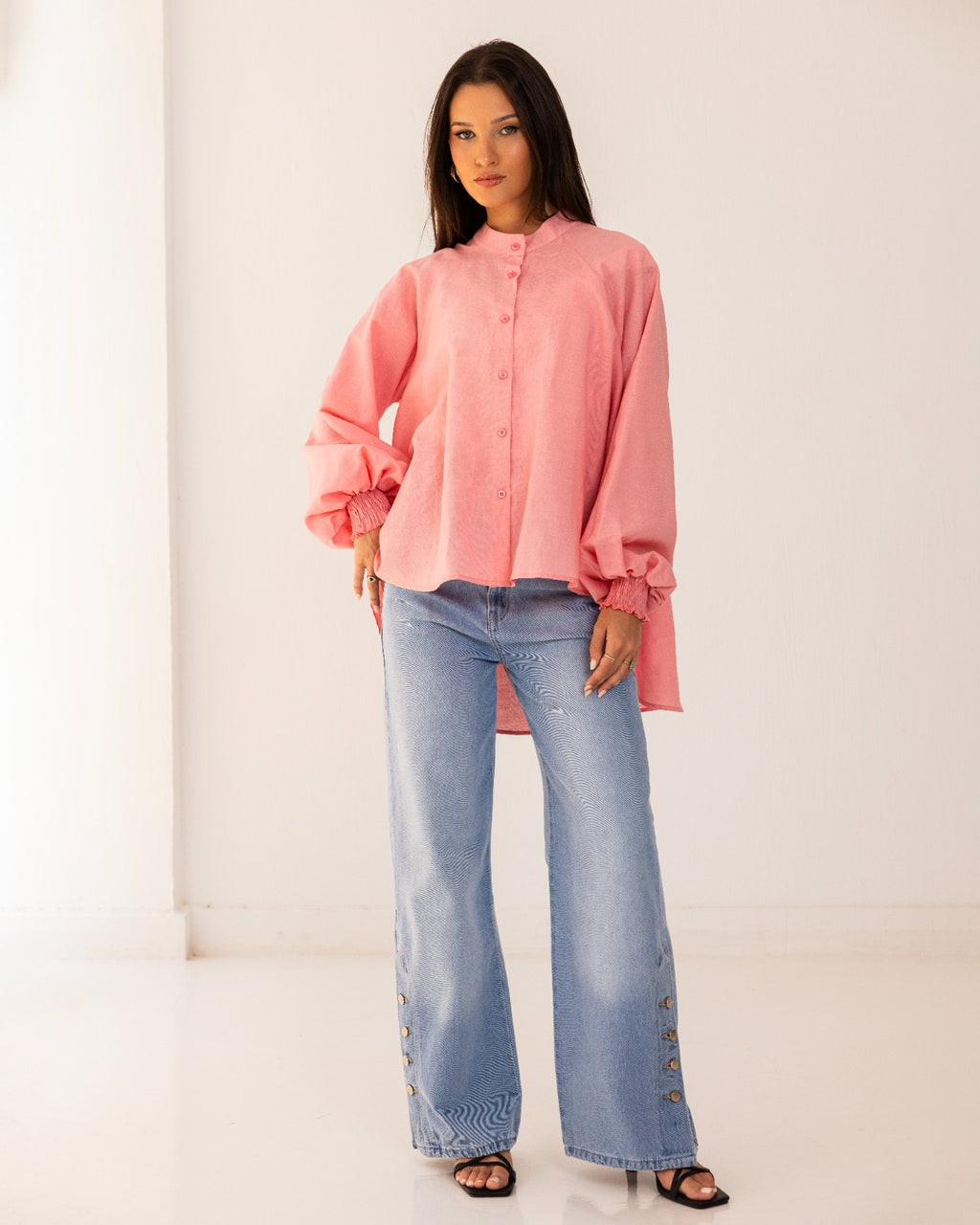 LINEN OVERSIZED BLOUSE-PINK